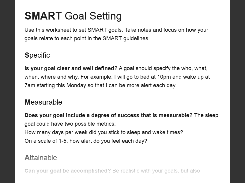 Living Well 2020SMART Goals