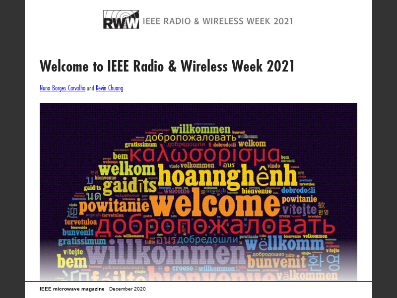 IEEE Microwave Magazine, December to IEEE Radio & Wireless