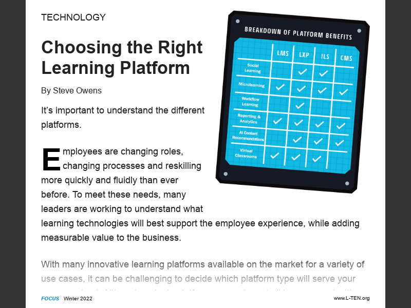 Focus Magazine - Winter 2021/22Choosing the Right Learning Platform