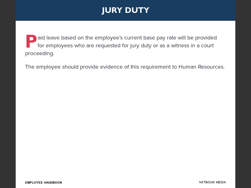 Employee HandbookJury Duty / Witness Court Proceedings