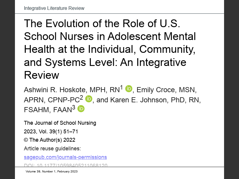 February 2023The Evolution of the Role of U.S. School Nurses in ...