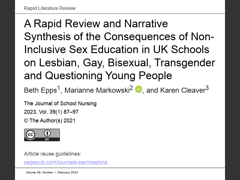 February 2023a Rapid Review And Narrative Synthesis Of The Consequences Of Non Inclusive Sex 5936