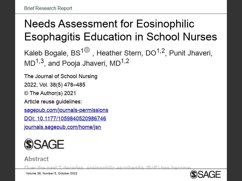 October 2022Needs Assessment for Eosinophilic Esophagitis Education in