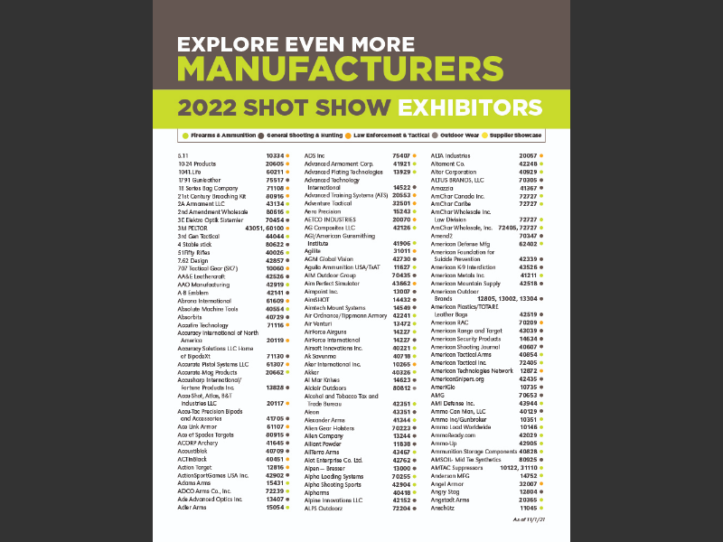 20222022 SHOT Show Exhibitors