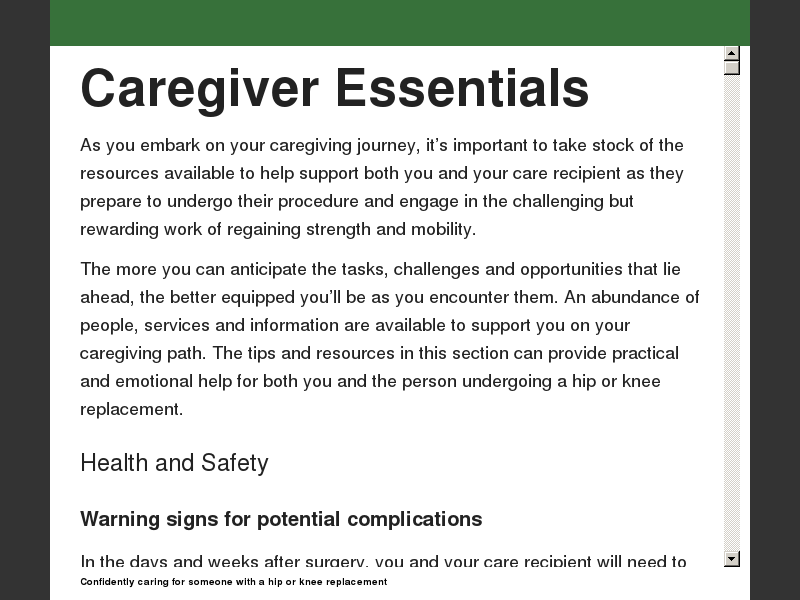 Care Guide - Hip And KneeCaregiver Essentials