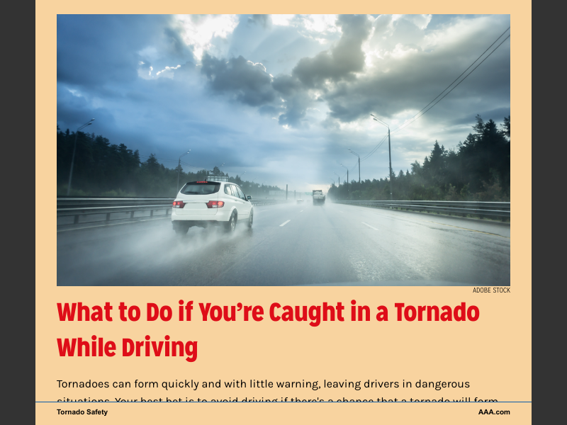 Tornado Safety Guidecaught In A Tornado While Driving