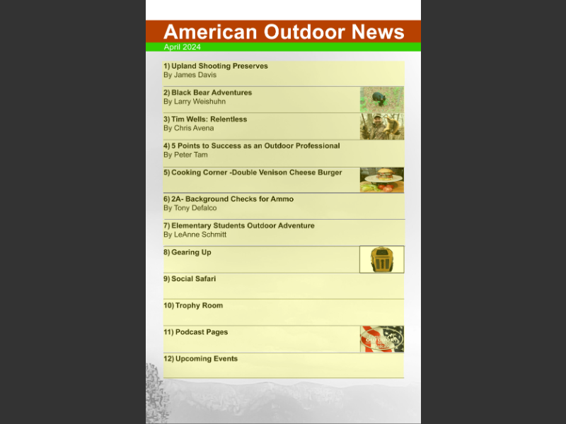 April 2024American Outdoor News Table of Contents