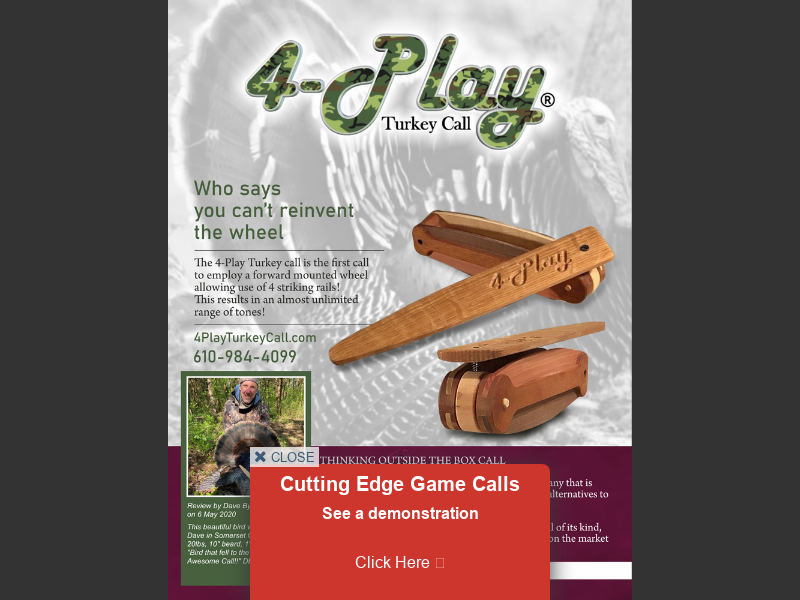 The 4 Play Turkey Box Call from Cutting Edge Game Calls 