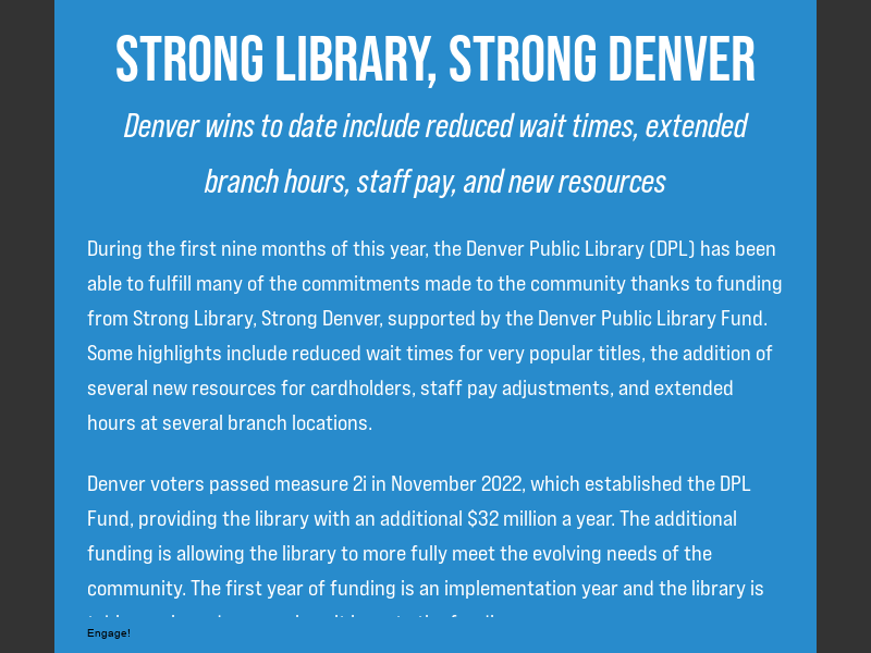 November 2023Strong Library, Strong Denver