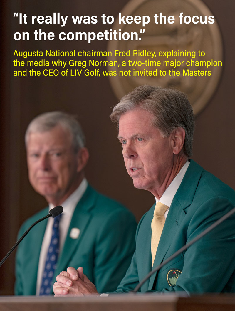 Masters Chairman Fred Ridley happy with tone between LIV, PGA Tour