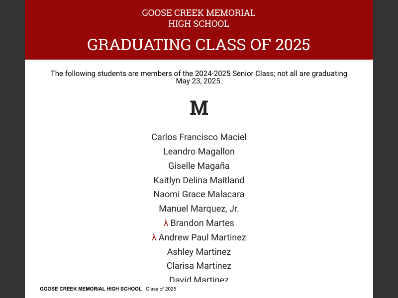 2025 GCM Graduation ProgramM