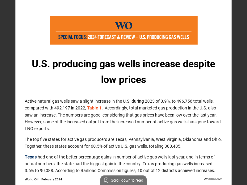 SPECIAL FOCUS—Forecast - Gas Wells U.S.