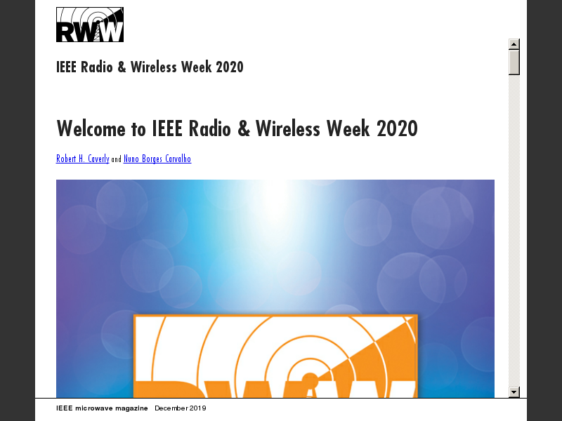 IEEE Microwave Magazine, December 20195G Infrastructure RF Solutions