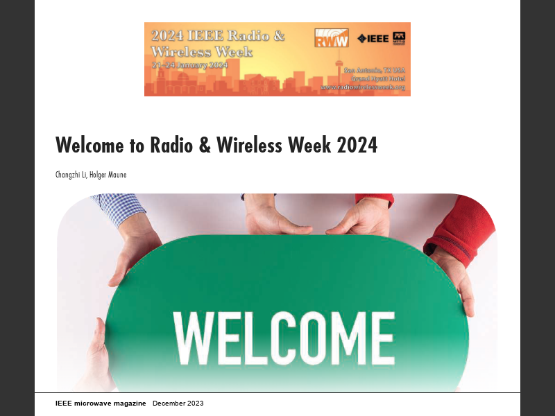 IEEE Microwave Magazine, December to Radio & Wireless Week 2024