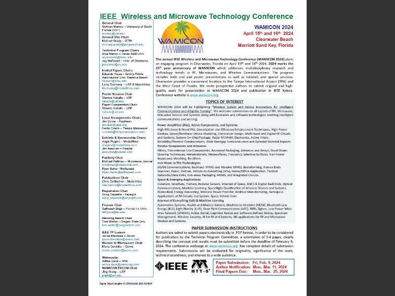 IEEE Microwave Magazine January 2024WAMICON 2024   Article 148612 