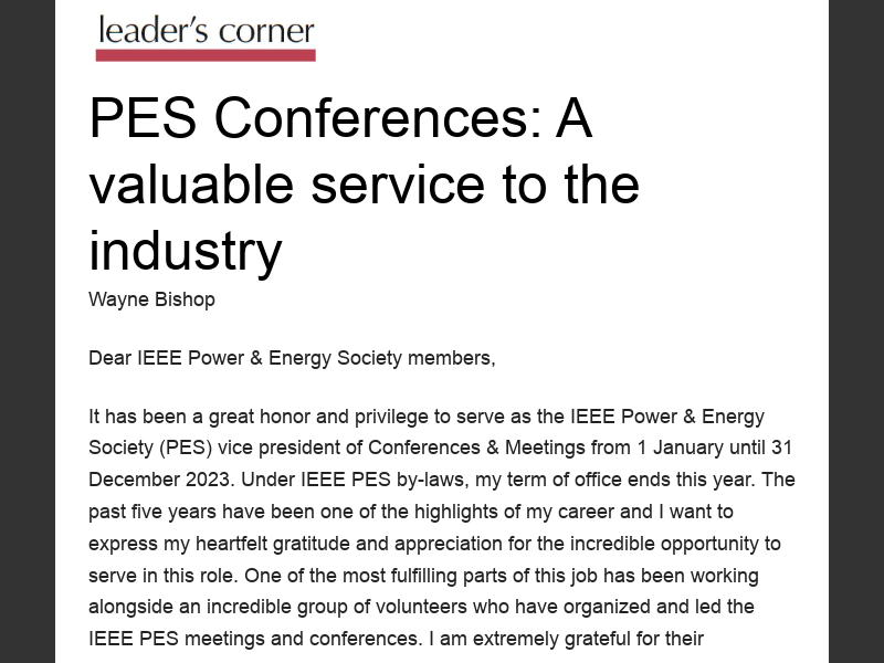 IEEE Power & Energy Magazine November/December 2023PES Conferences a