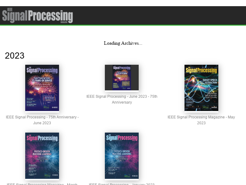 IEEE Signal Processing 75th Anniversary June 2023Archives