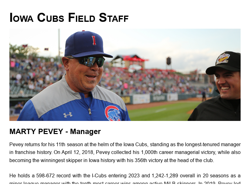 South Bend Cubs 2023 Advanced-A minor league roster player bios