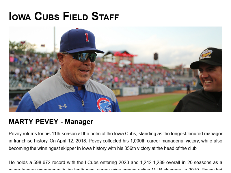 Q&A with Chicago Cubs' Triple-A Manager Marty Pevey