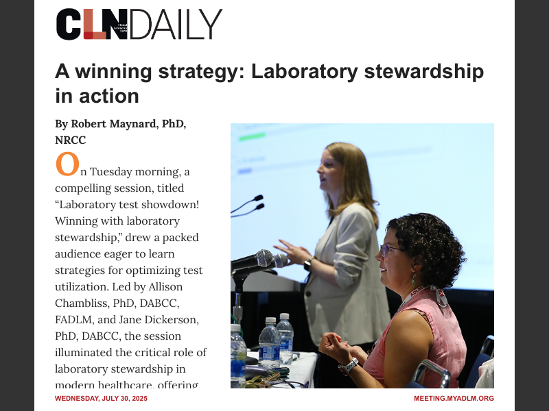 Stewardship Program In Lab CLN Daily Wednesday, July 30, 2025Stewardship