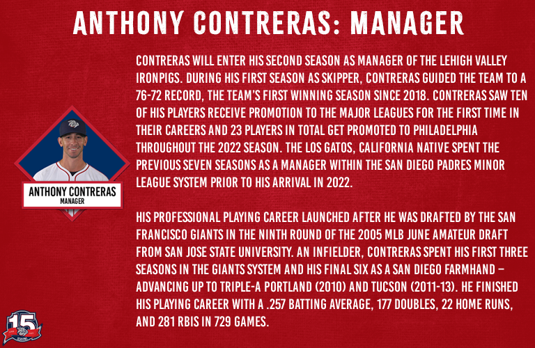 IronPigs first-year manager Anthony Contreras, staff have