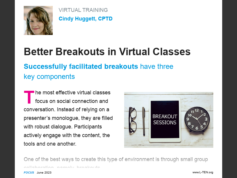 Focus Magazine - June 2023Virtual Training: Better Breakouts in Virtual ...