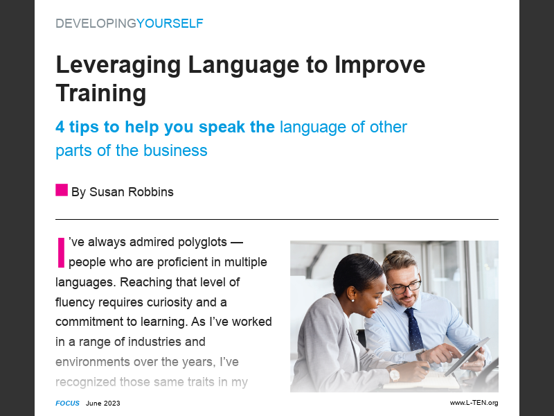 Focus Magazine - June 2023Developing Yourself: Leveraging Language to ...