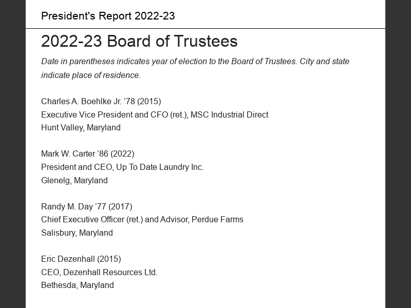 President's Report 2022-232022-23 Board of Trustees