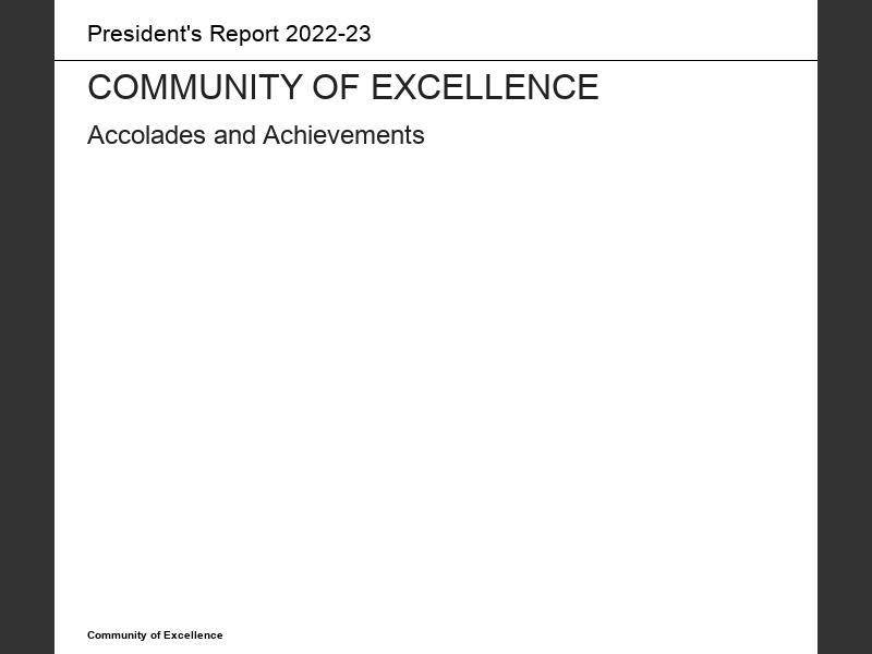 President's Report 2022-23Community of Excellence: Faculty Dedication