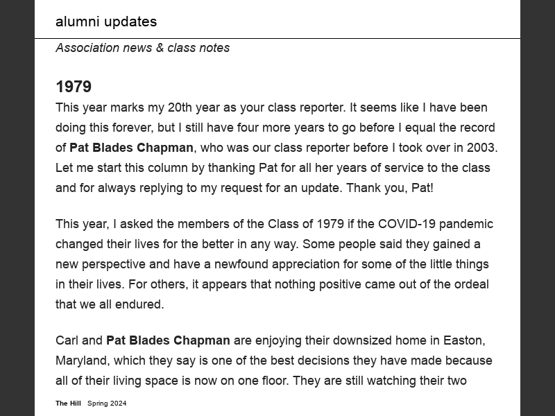 Alumni Updates: Class of 1979