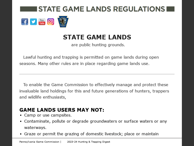 State Game Lands Regulations