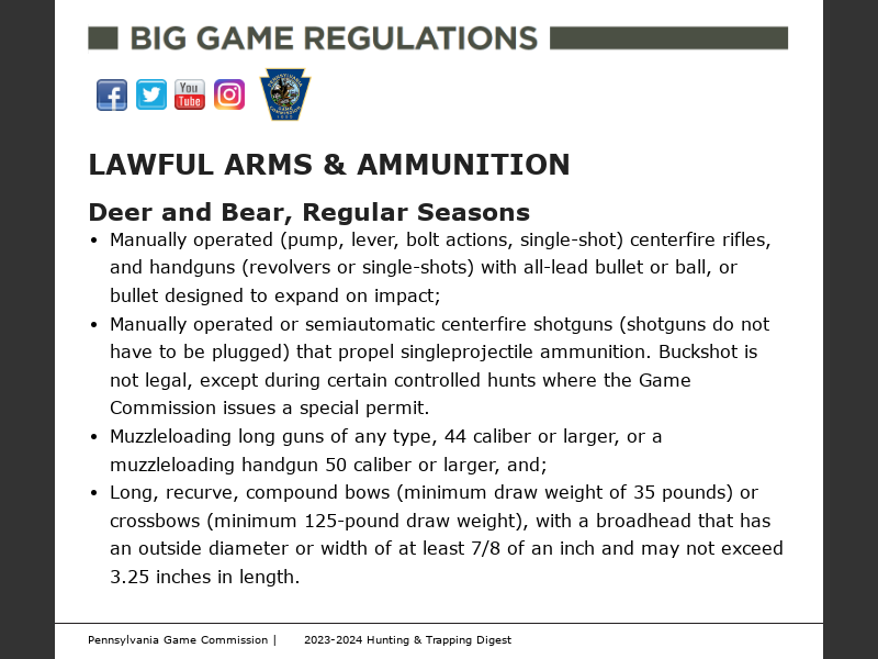 July 1, 2023 June 30, 2024Big Game Regulations