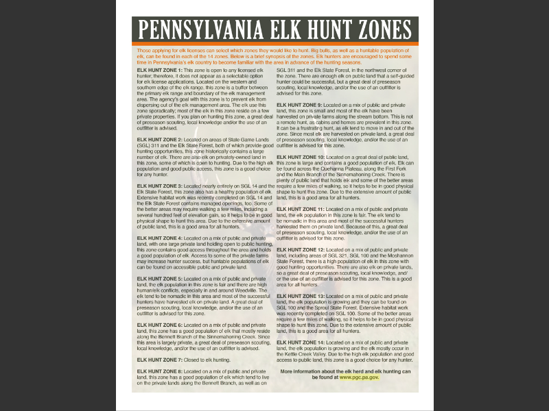 July 1, 2023 June 30, 2024Pennsylvania Elk Hunt Zones
