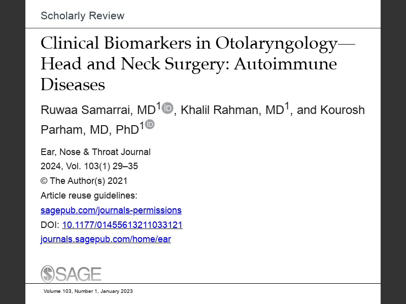 ENT January 2024Clinical Biomarkers In Otolaryngology Head And Neck   Article 149830 