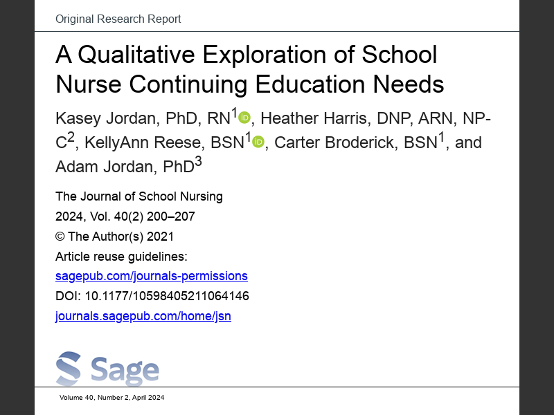 April 2024A Qualitative Exploration of School Nurse Continuing
