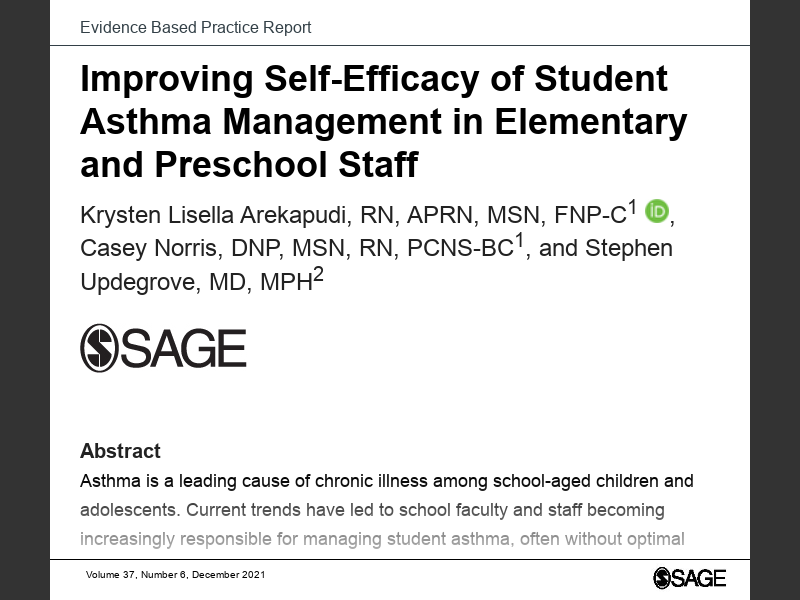 Improving Self Efficacy of Student Asthma Management in Elementary  