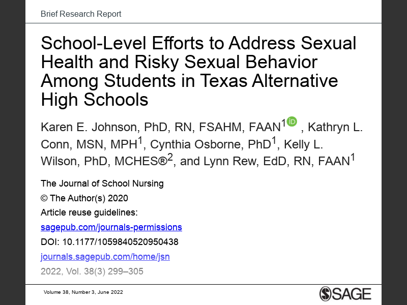 June 2022School-Level Efforts To Address Sexual Health And Risky Sexual ...