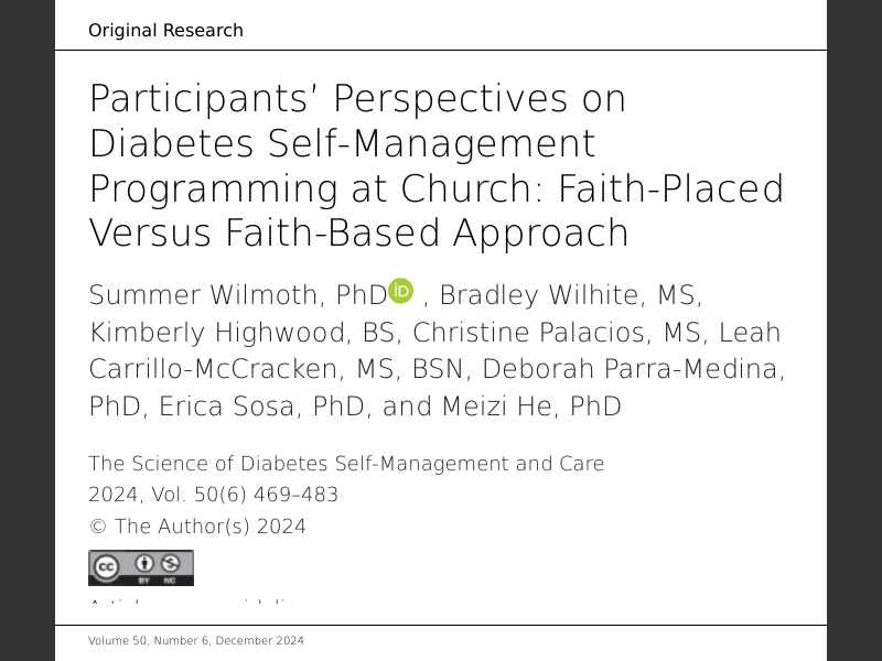 December 2024"Participants’ Perspectives on Diabetes Self-Management ...