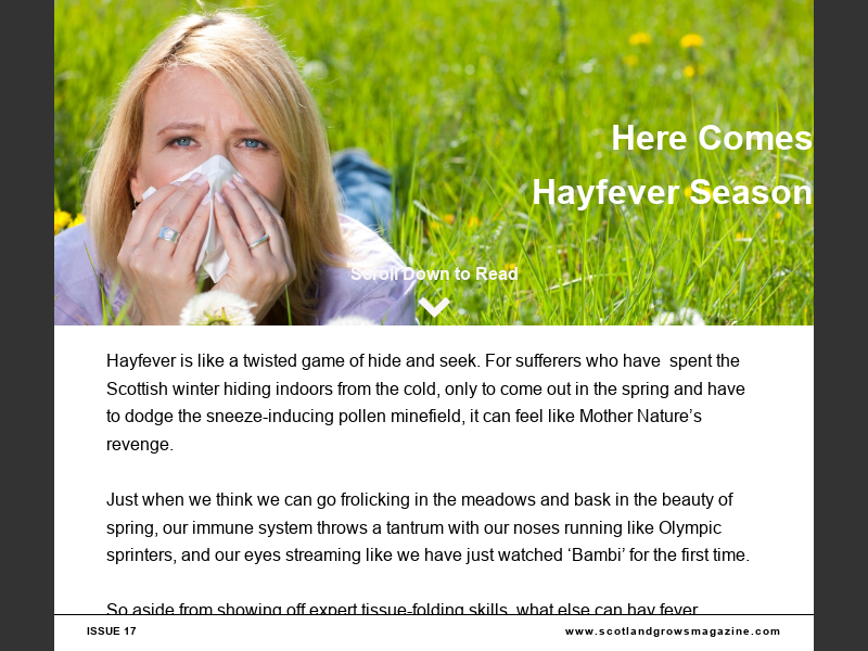 Issue 17Here Comes Hayfever Season