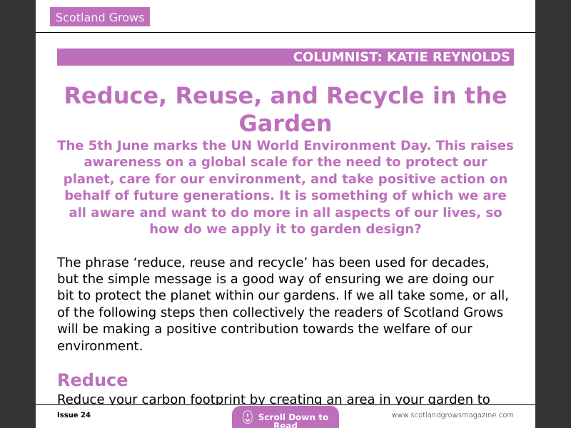 Issue 24Reduce, Reuse, and Recycle
