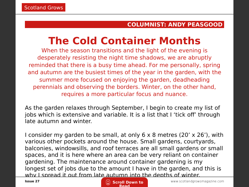 Issue 27The Cold Container Months