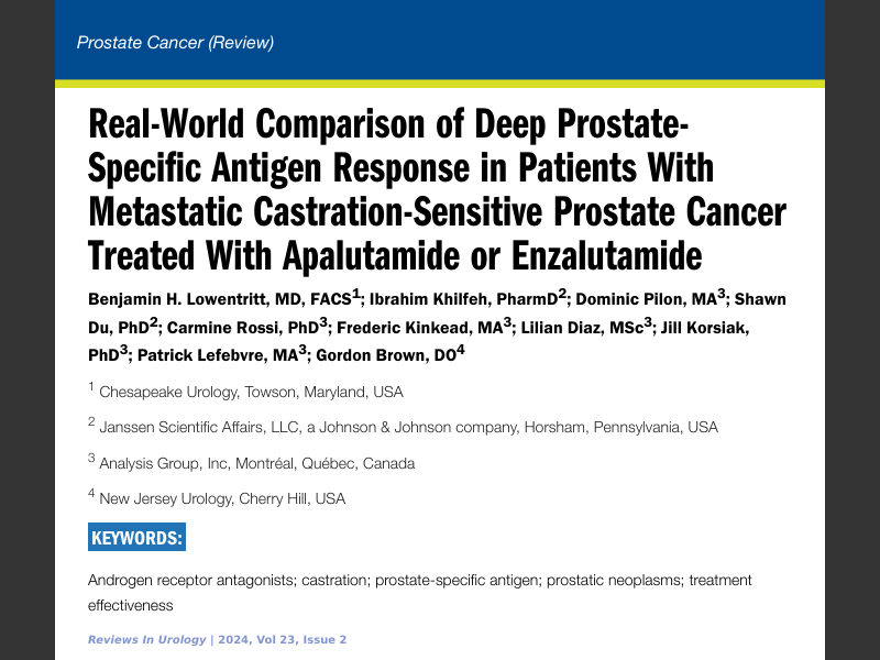 Reviews in Urology Volume 23, Issue 2 2024Real-World Comparison of Deep ...