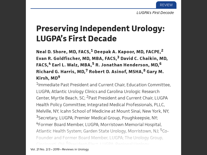 Reviews In Urology Volume 21, Nos. 2 3 2019preserving Independent 