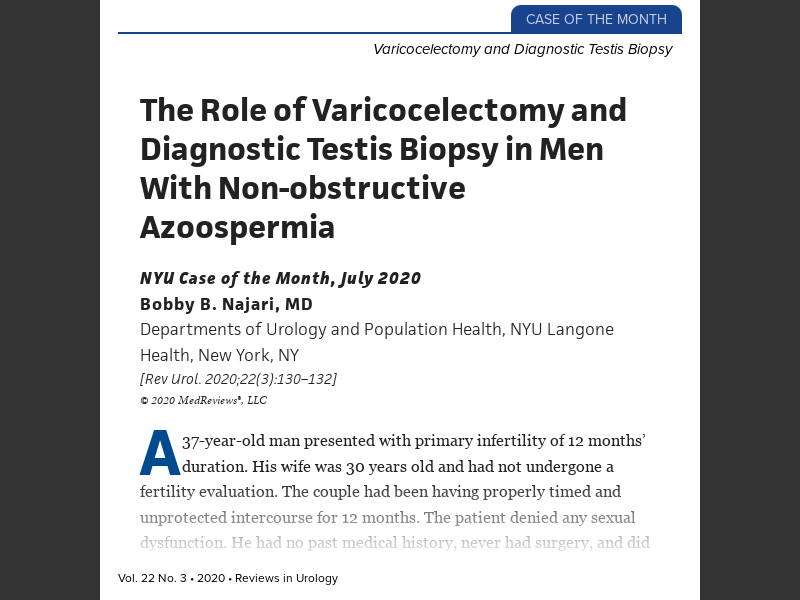 The Role of Varicocelectomy and Diagnostic Testis Biopsy in Men