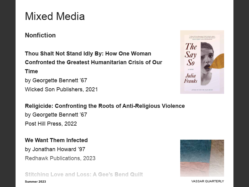 Vassar Quarterly Summer 2023Mixed Media